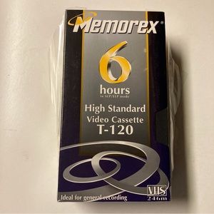 Memorex High Standard T-120 Sealed Blank VHS Video Tapes 6 Hours (pack of 2)